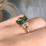 "Xavionra" Green 2.01 Carat Radiant Cut Trilogy Diamond Engagement Ring HLR425 HEERA DIAMONDS