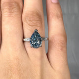 "Xavira" Blue Sapphire 2.5 Carat Pear Cut Trilogy Lab Grown Diamond Engagement Ring HLM507 HEERA DIAMONDS