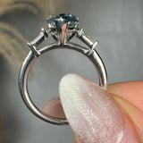 "Xavira" Blue Sapphire 2.5 Carat Pear Cut Trilogy Lab Grown Diamond Engagement Ring HLM507 HEERA DIAMONDS