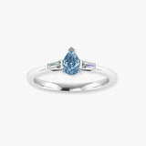 "Xavira" Blue Sapphire 2.5 Carat Pear Cut Trilogy Lab Grown Diamond Engagement Ring HLM507