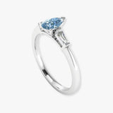 "Xavira" Blue Sapphire 2.5 Carat Pear Cut Trilogy Lab Grown Diamond Engagement Ring HLM507