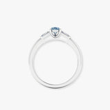 "Xavira" Blue Sapphire 2.5 Carat Pear Cut Trilogy Lab Grown Diamond Engagement Ring HLM507