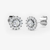 YELLOW GOLD HALO DIAMOND EARRING