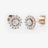 YELLOW GOLD HALO DIAMOND EARRING