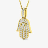 YELLOW GOLD HAMZA DIAMOND PENDANT WITH CHAIN LM JEWELLERY
