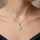 YELLOW GOLD HAMZA DIAMOND PENDANT WITH CHAIN