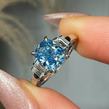 "Zarethyn" Blue Sapphire 0.11 Carat Elongated Cushion Cut Trilogy Lab Grown Diamond Engagement Ring HM1254 HEERA DIAMONDS