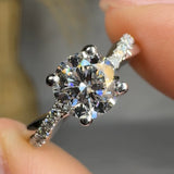 "Zelion" 1 Carat Round Cut Lab Grown Diamond Shoulder Engagement Ring HLR567