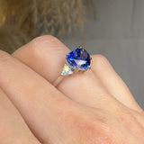 "Zelmira" Blue Sapphire 3.4 Carat Heart Cut Trilogy Natural Diamond Engagement Ring HR1857 HEERA DIAMONDS