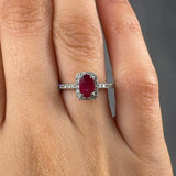 "Zevoria" Ruby 0.73 Carat Oval Cut Diamond Shoulder Engagement Ring RAM592R HEERA DIAMONDS