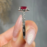 "Zevoria" Ruby 0.73 Carat Oval Cut Diamond Shoulder Engagement Ring RAM592R HEERA DIAMONDS