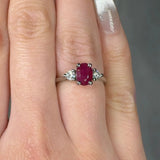 "Zeyra" Ruby 1.02 Carat Oval Cut Trilogy Diamond Engagement Ring HR1311 HEERA DIAMONDS
