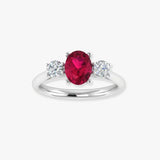 "Zeyra" Ruby 1.02 Carat Oval Cut Trilogy Natural Diamond Engagement Ring HR1311