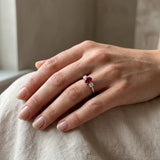 "Zeyra" Ruby 1.02 Carat Oval Cut Trilogy Natural Diamond Engagement Ring HR1311