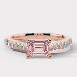 "Zilia" 1.01 Carat Pink Lab Grown Emerald Cut Diamond Shoulder Engagement Ring HEERA DIAMONDS