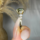 "Zirevon" Green 2 Carat Heart Cut Lab Grown Diamond Shoulder Engagement Ring HLM515 HEERA DIAMONDS