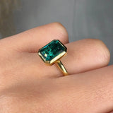 "Zirexen" Green 3 Carat Emerald Cut Diamond Engagement Ring HLR526 HEERA DIAMONDS