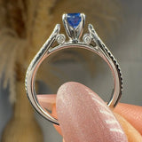 "Zorae" Blue Sapphire 0.56 Carat Round Cut Diamond Shoulder Engagement Ring HM317 HEERA DIAMONDS