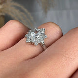 "Zorv" 0.59 Carat Cushion Cushion Cut Cluster Halo Lab Grown Diamond Engagement Ring HLR499 HEERA DIAMONDS