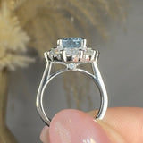 "Zorvella" Aquamarine 1.5 Carat Oval Cut Halo Natural Diamond Engagement Ring HR1951