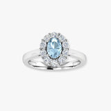 "Zorvella" Aquamarine 1.5 Carat Oval Cut Halo Natural Diamond Engagement Ring HR1951