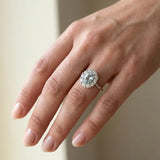 "Zorvella" Aquamarine 1.5 Carat Oval Cut Halo Natural Diamond Engagement Ring HR1951