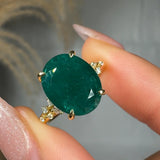 "Zyelle" Green 4.1 Carat Oval Cut Diamond Engagement Ring HR2046 HEERA DIAMONDS