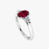 "Zymera" Oval Cut Ruby 1.00 Carat Natural Diamond Trilogy Engagement Ring HR1356