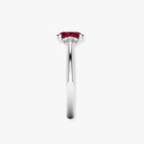 "Zymera" Oval Cut Ruby 1.00 Carat Natural Diamond Trilogy Engagement Ring HR1356