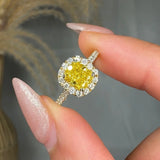 "Zynthor" Yellow 1 Carat Cushion Cut Lab Grown Diamond Shoulder Engagement Ring HLM32 HEERA DIAMONDS