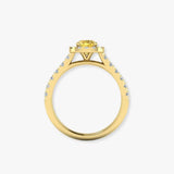 "Zynthor" Yellow 1 Carat Cushion Cut Lab Grown Diamond Shoulder Engagement Ring HLM32