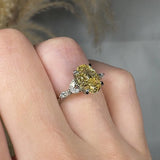 "Zyphora" 2 Carat Yellow Oval Cut Lab Grown Diamond Shoulder Engagement Ring HLR535 HEERA DIAMONDS