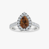 "Zyra" 1.00 Carat Pear Cut Brown Sapphire Natural Diamond Shoulder Engagement Ring HR1471