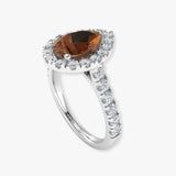 "Zyra" 1.00 Carat Pear Cut Brown Sapphire Natural Diamond Shoulder Engagement Ring HR1471