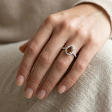 "Zyra" 1.00 Carat Pear Cut Brown Sapphire Natural Diamond Shoulder Engagement Ring HR1471