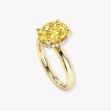 "Zyraxis" Yellow 2.1 Carat Solitaire Oval Cut Lab Grown Diamond Engagement Ring HLR422