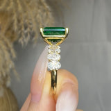 "Zyrel" Emerald Green 3.18 Carat Emerald Cut Lab Grown Diamond Shoulder Engagement Ring HLR261 HEERA DIAMONDS