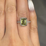 "Zyro" Green 2.01 Carat Emerald Cut Lab Grown Diamond Shoulder Engagement Ring RAM829M HEERA DIAMONDS