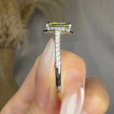 "Zyro" Green 2.01 Carat Emerald Cut Lab Grown Diamond Shoulder Engagement Ring RAM829M HEERA DIAMONDS