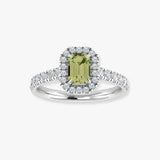 "Zyro" Green 2.01 Carat Emerald Cut Lab Grown Diamond Shoulder Engagement Ring RAM829M