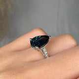 "Zyven" Blue Sapphire 3.45 Carat Pear Cut Diamond Shoulder Engagement Ring HM1411 HEERA DIAMONDS