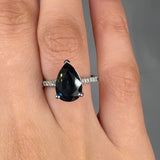 "Zyven" Blue Sapphire 3.45 Carat Pear Cut Diamond Shoulder Engagement Ring HM1411 HEERA DIAMONDS