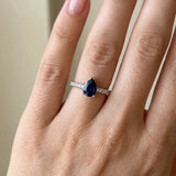"Zyven" Blue Sapphire 3.45 Carat Pear Cut Natural Diamond Shoulder Engagement Ring HM1411