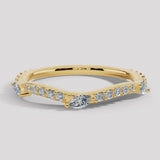 "Kai" Dainty Marquise Leaf 0.30ct Diamonds on Wave Shaped Eternity Ring ET16