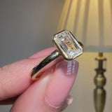 "Gracey" Solitaire 5 Carat Emerald Cut Bezel Diamond Engagement Ring