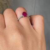 "Vyraza" Ruby 1.16 Carat Oval Cut Natural Diamond Shoulder Engagement Ring HM964