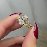 "Daisy" 2 Carat Oval Cut Under Halo with Diamond Shoulder Engagement Ring
