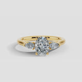 "Dazzy" Three Stone 4 Carat Oval and Pear Trilogy Diamond Engagement Ring