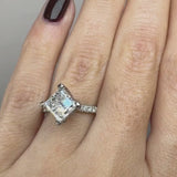 "Evan" Princess Cut 2 Carat Diamond Shoulder Engagement Ring