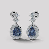 Sapphire 1.30 Carat Pear Shape Halo Diamond Drop Earrings E1PSS